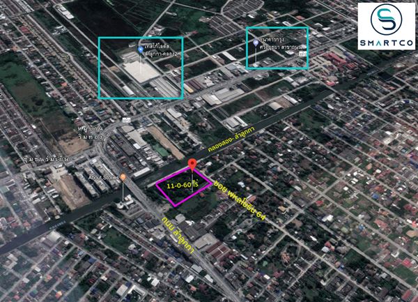 ขายที่ดิน อ.ลำลูกกา ปทุมธานี 11-0-60 ไร่ ติดถนนสาธารณะกว้าง 10 ม. เข้าซอยพหลโยธิน 64