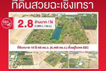 ขายที่ดินสวยฉะเชิงเทรา ขนาด 15 ไร่ 1 งาน 59 ตร.ว.อยู่ในเขต EEC