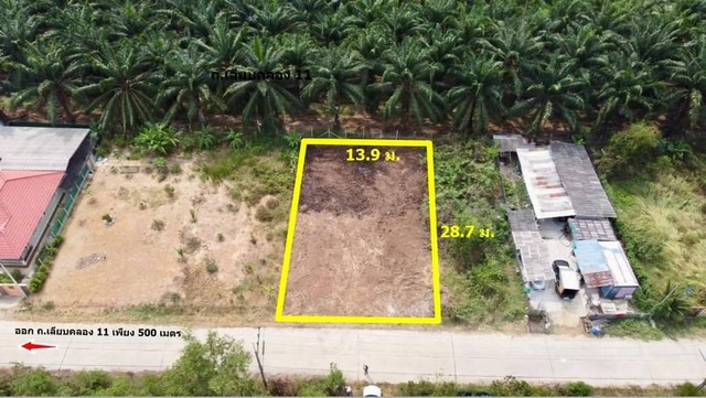 ที่ดินคลอง 11 หนองเสือ 100 ตร.วา 630,000.- ติด ถ.คอนกรีต น้ำ-ไฟฟ้า พร้อม