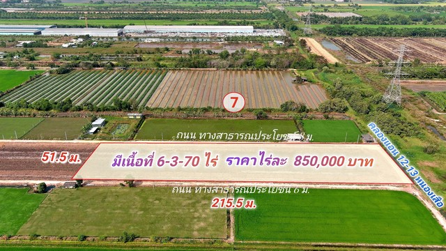 ขายที่ดิน คลอง 12 หนองเสือ 5 ไร่ ติดถนน 2 ด้าน  เหมาะปลูกบ้านสวน ทำเกษตรพอเพียงอยู่ใกล้แหล่งชุมชน