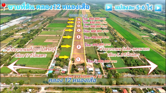 ขายที่ดิน คลอง 12 หนองเสือ 5 ไร่ ติดถนน 2 ด้าน  เหมาะปลูกบ้านสวน ทำเกษตรพอเพียง ทำโกดัง