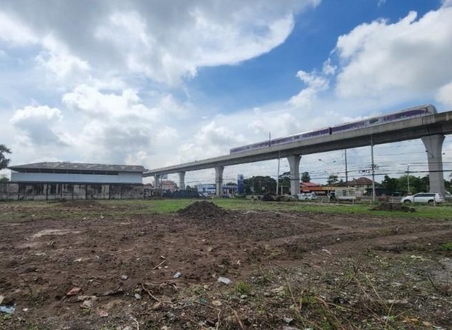 C3465 ขายที่ดินเนื้อที่ 2 ไร่กว่า ถนนรัตนาธิเบศร์ แนวรถไฟฟ้าสายสีม่วง ใกล้สถานีบางพลู เหมาะทำคอนโด อาคารสูงได้