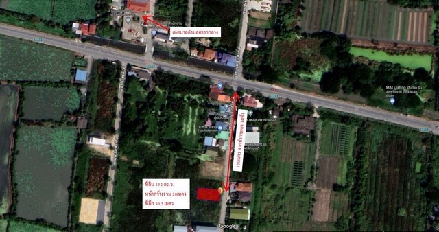 ขายที่ดินงาม 152 ตรว. หน้ากว้าง 20 เมตร ลึก 30.5 เมตร ต.ศาลากลาง อ.บางกรวย จ.นนทบุรี