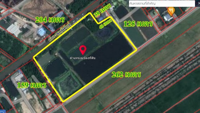 ขายที่ดินติดคลอง ผังเมืองสีม่วงลายจุด 23 ไร่  ต.ประเวศ อ.บ้านโพธิ์ จ.ฉะเชิงเทรา