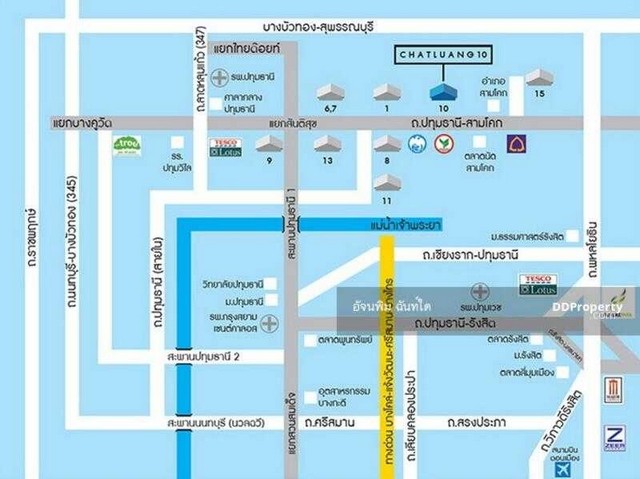 บ้านฉัตรหลวง บ้านเดี่ยว 60 ตรว. ถนน ปทุมธานี-สามโคก