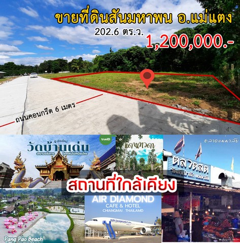 พื้นที่ดิน – พื้นที่ =  202 sq.wa  ใกล้ ตลาดแม่มาลัย ใกล้แหล่งอำนวยความสะดวก เชียงใหม่